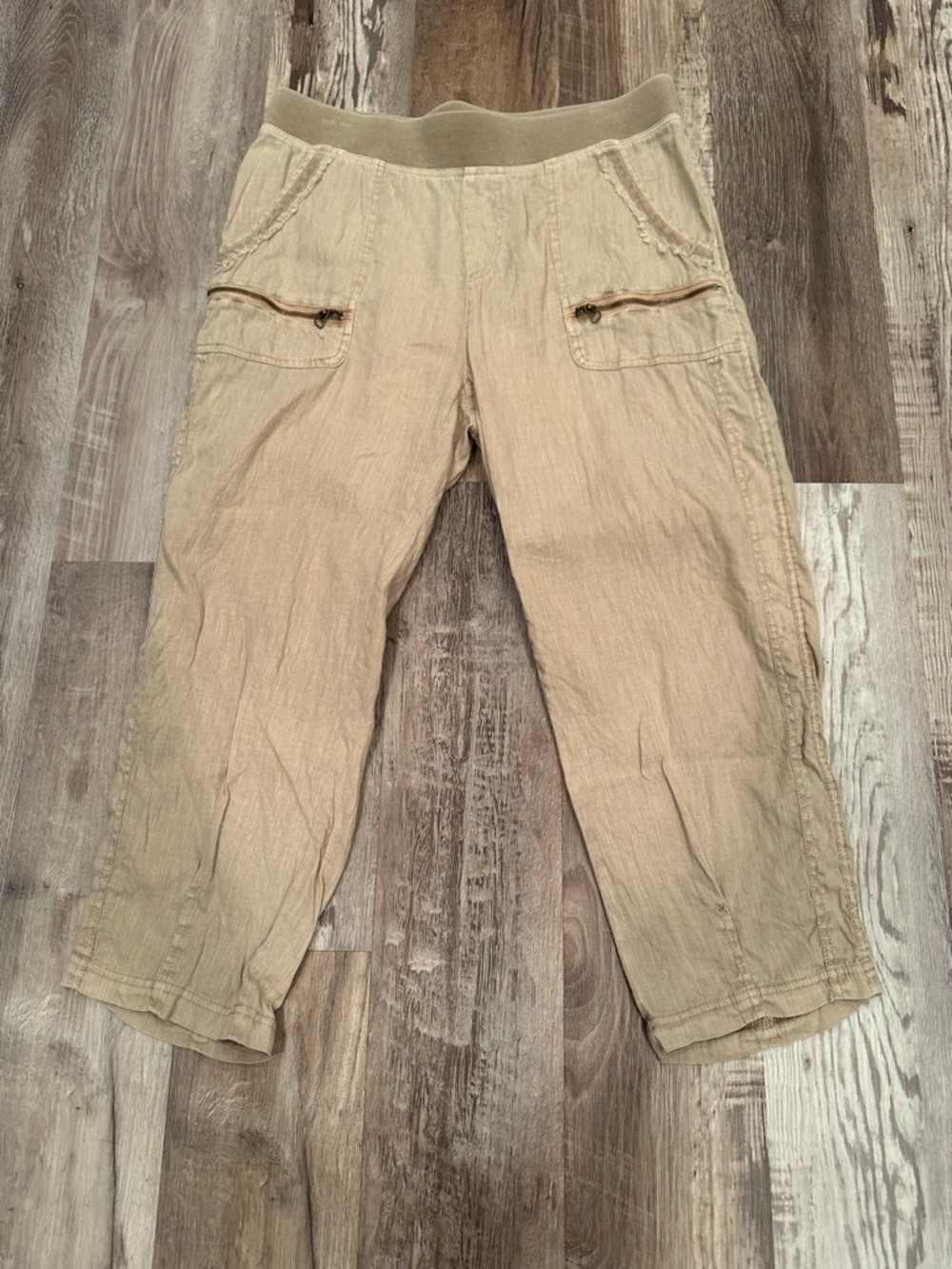 XCVI Camden Linen Tapered Crop Pant Pull On Lightweight Neutral Sz M - Picture 3 of 14